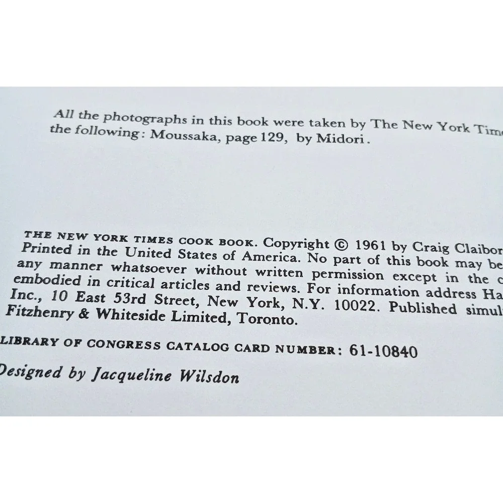 The New York‎ Times Cookbook Craig Claiborne Vintage 1961 HC New NOS 700 pages